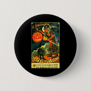 Vintag Art Retro Halloween Hexe Button