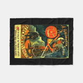 Vintag Art Retro Halloween Hexe Fleecedecke (Vorderseite (Horizontal))