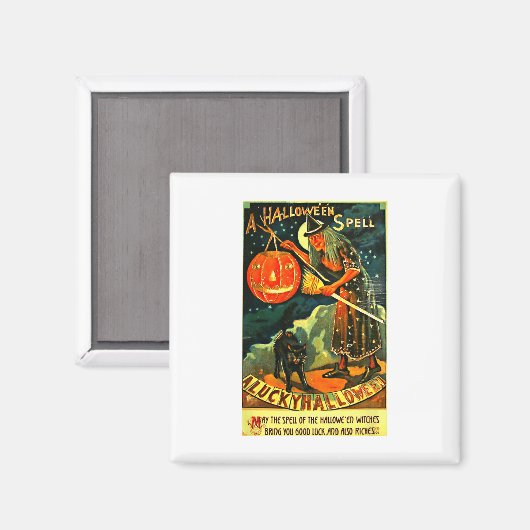 Vintag Art Retro Halloween Hexe Magnet (Vorderseite/Rückseite)