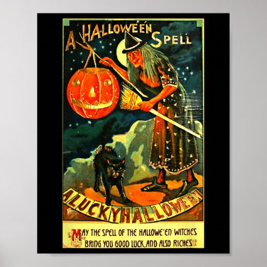 Vintag Art Retro Halloween Hexe Poster (Vorne)