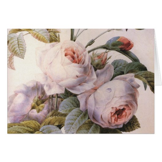 Vintag Art Rose Carnation Blume Grußkarte (Vorderseite (Horizontal))