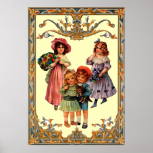 Vintag Art Viktorianisch Children Poster drucken