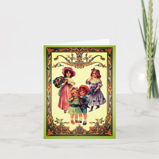 Vintag Art Viktorianische Kinder Karte (Vorderseite)