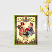Vintag Art Viktorianische Kinder Karte (Gelbe Blume)