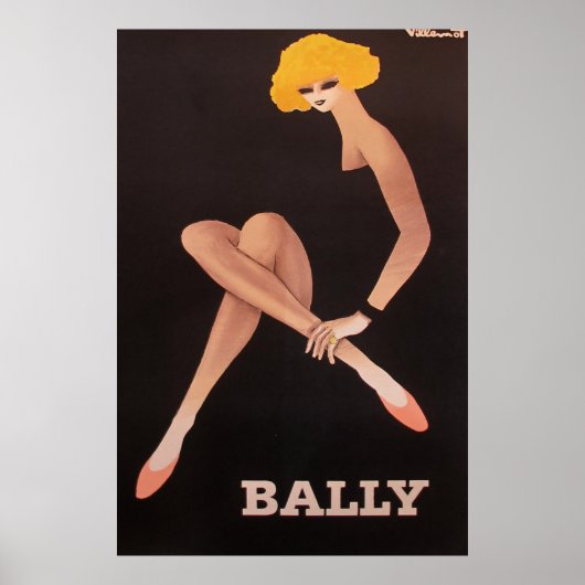 Vintag Art Villemot / Bally Pink Shoes Poster (Vorne)