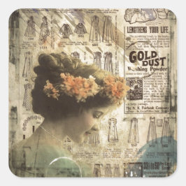 Vintag Art Vintag Frauenwerbung Quadratischer Aufkleber