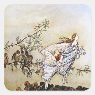 Vintag Arthur Rackham Fairies Square Sticker