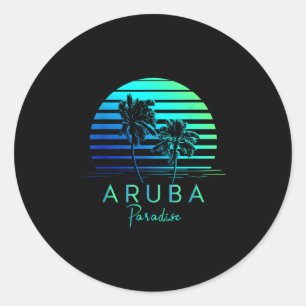 Vintag Aruba Beach Vibes Vacation Souvenir Runder Aufkleber