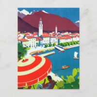 Vintag Ascona Schweiz Reisen Postkarte