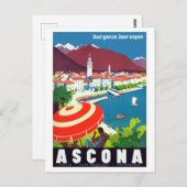 Vintag Ascona Schweiz Reiseplakat Postkarte (Vorne/Hinten)