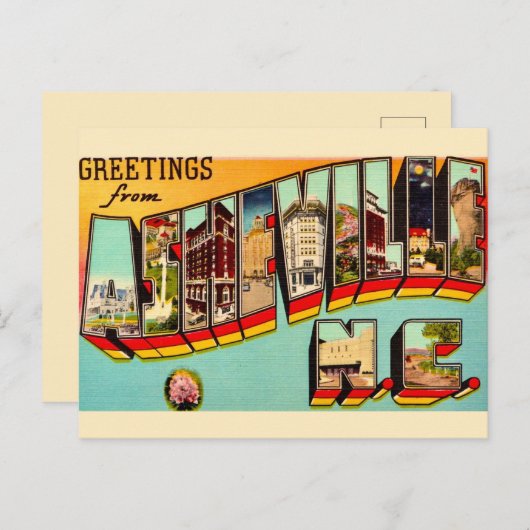 Vintag Asheville NC Postkarte (Vorne/Hinten)