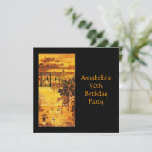 Vintag Asian Art Gold 50. Geburtstag Einladung (Stehend Vorderseite)