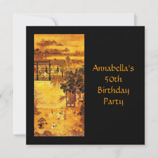 Vintag Asian Art Gold 50. Geburtstag Einladung