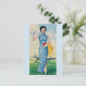 Vintag Asiatische Schöne Asiatische Kunst Frauen Postkarte (Stehend Vorderseite)