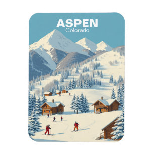 Vintag Aspen Skifahren Colorado Reisen Magnet