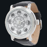 Vintag Astronomie Zodiac Wheel Armbanduhr<br><div class="desc">Vintage Linie zeichn von astronomischen Zodiakum.</div>