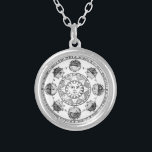 Vintag Astronomie Zodiac Wheel Versilberte Kette<br><div class="desc">Vintage Linie zeichn von astronomischen Zodiakum.</div>