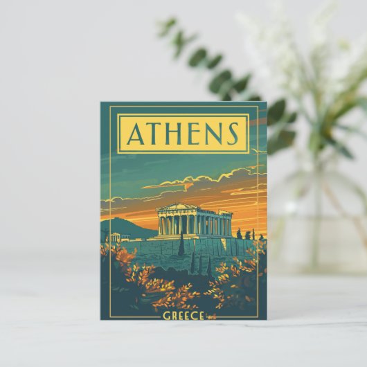 Vintag Athen, Griechenland Postkarte | Parthenon (Stehend Vorderseite)