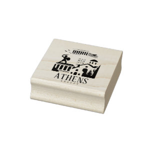 Vintag Athen Griechenland reisen Napkins - Parthen Gummistempel