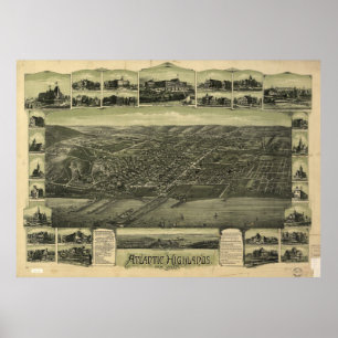 Vintag Atlantic Highlands NJ Map (1894) Poster