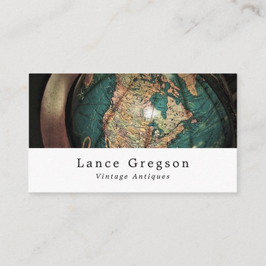 Vintag Atlas Globe, Antiquitätengeschäft Treuekarte (Rückseite)