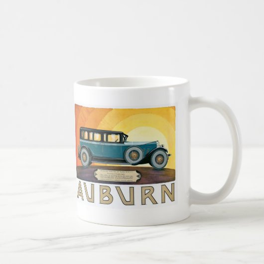 Vintag Auburn Motors Sunburst Ad Kaffeetasse (Rechts)
