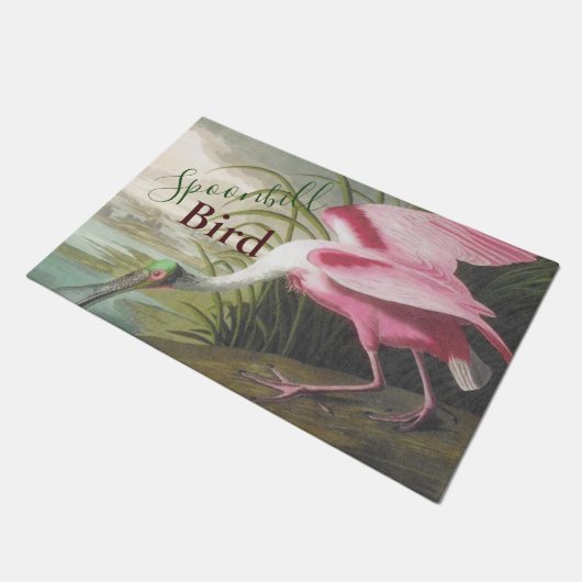 Vintag Audubon Illustration Spoonbill Bird Fußmatte (Schrägansicht)