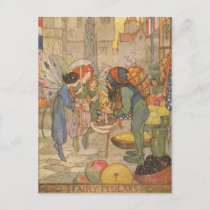 Vintag - auf dem Milchmarkt, Postkarte