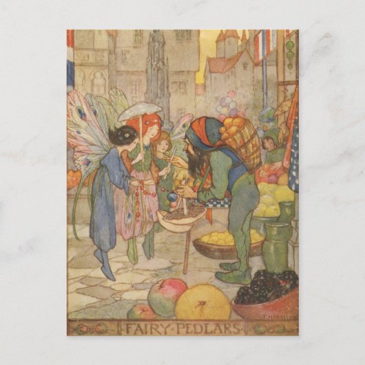 Vintag - auf dem Milchmarkt, Postkarte (Vorderseite)