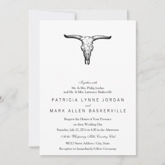 Vintag Aurochs Skull Illustration Einladung (Vorderseite)
