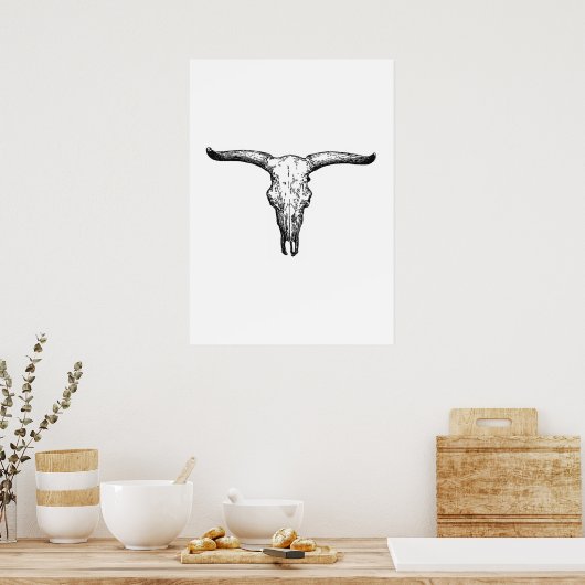 Vintag Aurochs Skull Illustration Poster (Küche)