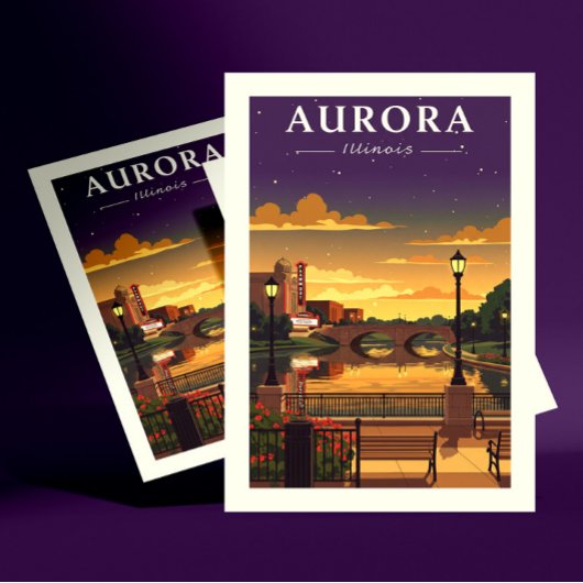 Vintag Aurora Illinois Postkarte