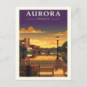 Vintag Aurora Illinois Postkarte (Vorderseite)
