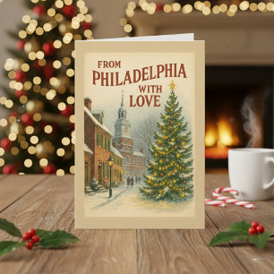 Vintag aus Philadelphia mit geklappter Liebe Feiertagskarte