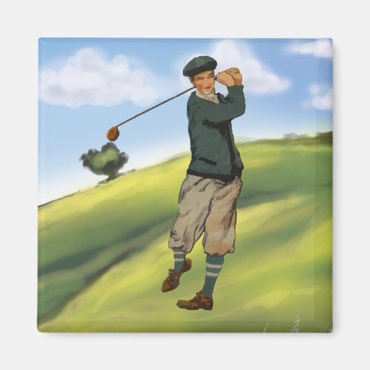 Vintag aussehen Golfer Golf Magnet (Vorne)