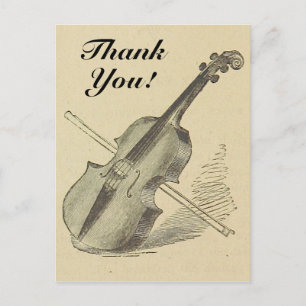 Vintag aussehen Violine + "Danke!" Postkarte