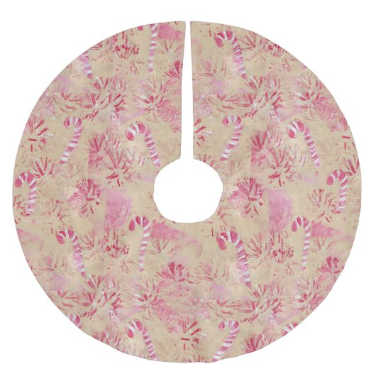 Vintag aussehende Candy Cane Tree Skirts Polyester Weihnachtsbaumdecke (Vorderseite)