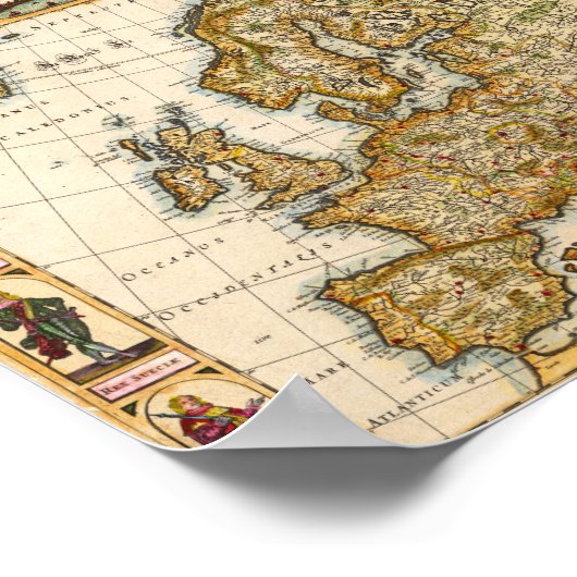 Vintag aussehende Europakarte Poster (Ecke)