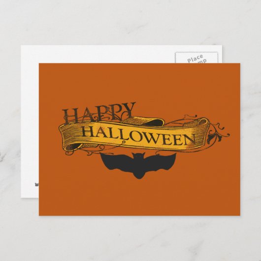 Vintag aussehende Halloween-Bat Postkarte (Vorne/Hinten)