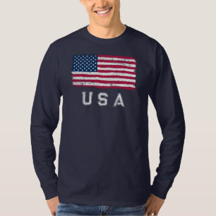 Vintag aussehende US-Flagge (weißer Text) Langschl T-Shirt