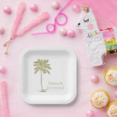 Vintag aussehender Kokospalmenbaum Pappteller (Party)