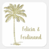 Vintag aussehender Kokospalmenbaum Quadratischer Aufkleber (Vorderseite)