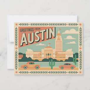 Vintag Austin Postkarte   Grüße aus Austin