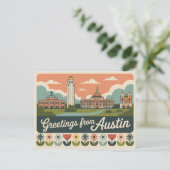Vintag Austin Postkarte | Grüße aus Austin (Stehend Vorderseite)