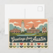 Vintag Austin Postkarte | Grüße aus Austin (Vorne/Hinten)