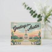 Vintag Austin Postkarte | Grüße aus Austin (Stehend Vorderseite)