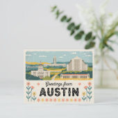 Vintag Austin Postkarte | Grüße aus Austin (Stehend Vorderseite)
