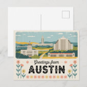 Vintag Austin Postkarte | Grüße aus Austin (Vorne/Hinten)