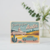 Vintag Austin Postkarte | Grüße aus Austin (Stehend Vorderseite)