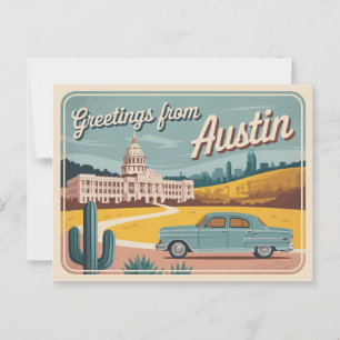 Vintag Austin Postkarte   Grüße aus Austin